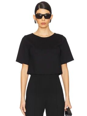 Like New Ripley Rader Ponte Minimalist Luxe Black Short-Sleeve Crop Tee Size 2